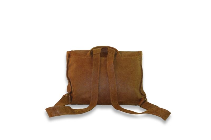 תיק גב מעור מעוצב כתיק ילקוט, בצבע חמרה