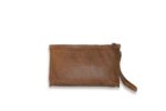 ארנק מעור עם סגירת רוכסן בצבע חום
