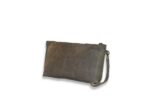 ארנק מעור עם סגירת רוכסן בצבע אפור
