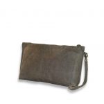 ארנק מעור עם סגירת רוכסן בצבע אפור