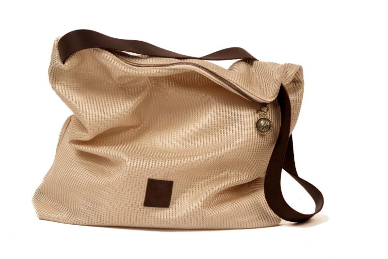 תיק רשת עם רצועת עור