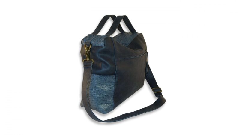 תיק מסנג'ר מעור בגוון שחור-אפור