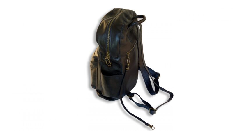 תיק גב גדול מעור "תרמיל" בצבע שחור - יוניסקס