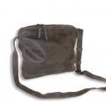 תיק עור מסנג'ר יוניסקס עם שני ראשי רוכסן - בצבע אפרפר/חום