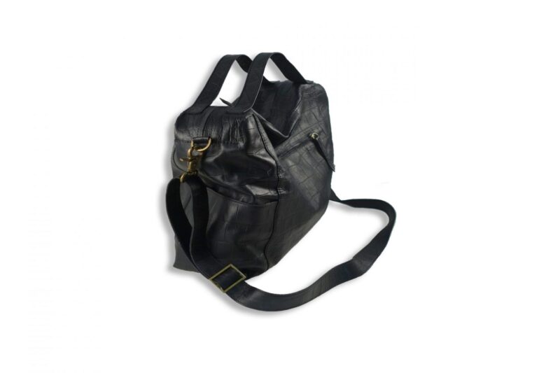 תיק מסנג'ר מעור נאפה בטקטורת קרוקו