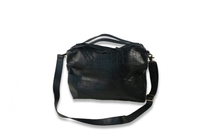 תיק מסנג'ר מעור נאפה בטקטורת קרוקו