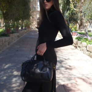 תיק עור קטן – "הנד בג" שחור מבריק