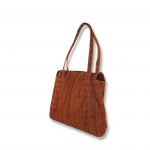 תיק עור קרוקו בצבע חום