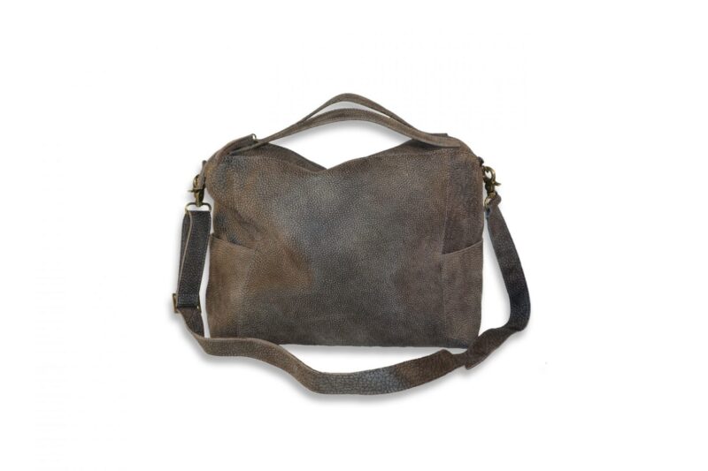 תיק מסנג'ר - אלכסון מעור בצבע אפור