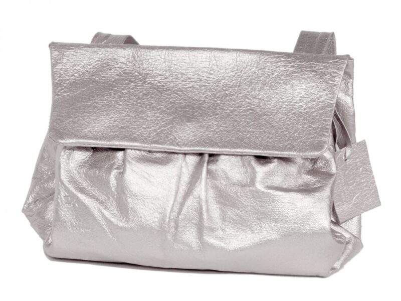 תיק עור מטאלי וינטג' לערב - בצבע כסף