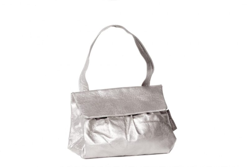 תיק עור מטאלי וינטג' לערב - בצבע כסף