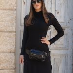 פאוץ' מעור מבריק בצבע שחור עם רוכסני מתכת