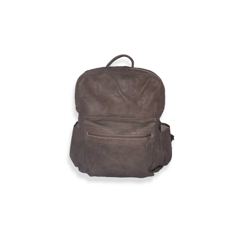 ⁦תיק גב גדול "תרמיל" מעור בצבע אפור⁩ – תמונה ⁦2⁩