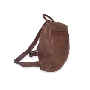 תיק גב מעור עם רוכסן מעוגל , בצבע חום - עור אפריקה