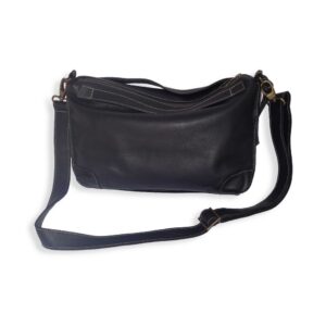 תיק צד קטן מעור נאפה שחור מעוצב כמזוודה וינטג'