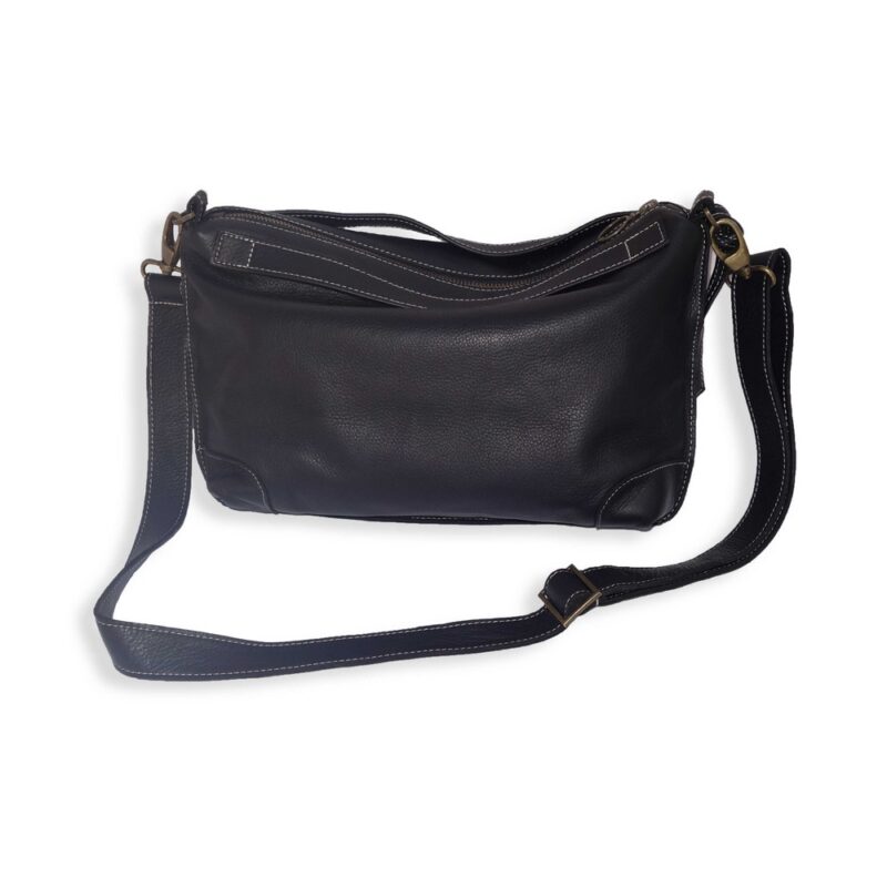 תיק צד קטן מעור נאפה שחור מעוצב כמזוודה וינטג'