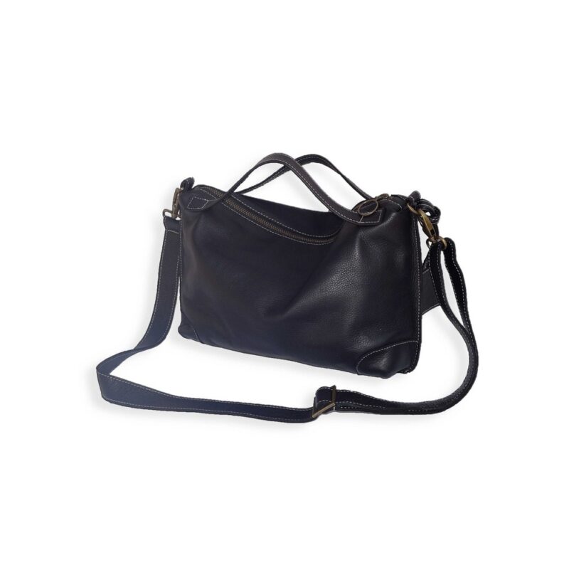 תיק צד קטן מעור נאפה שחור מעוצב כמזוודה וינטג'