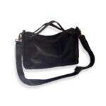 תיק צד קטן מעור נאפה שחור מעוצב כמזוודה וינטג'