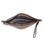 ארנק נשים מעור נאפה אפור עם סגירת רוכסן