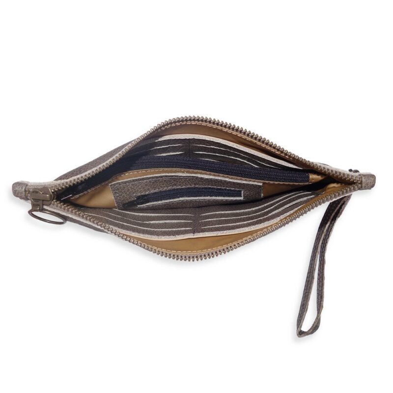 ארנק נשים מעור נאפה אפור עם סגירת רוכסן ארנק נשים מעור נאפה אפור עם סגירת רוכסן