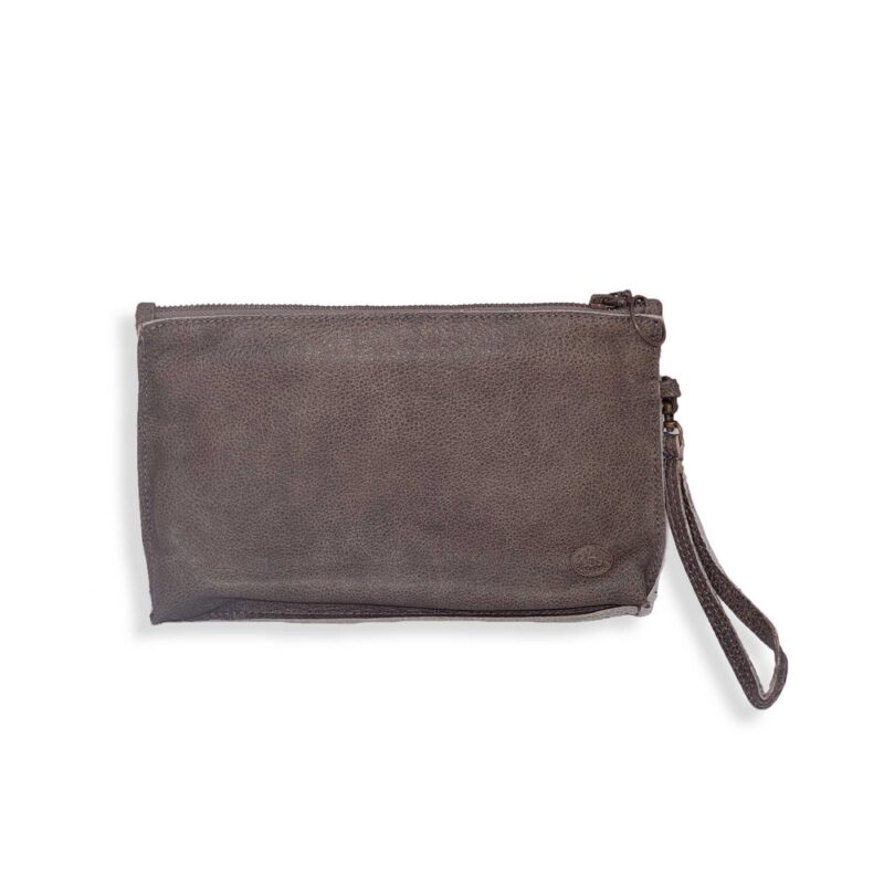 ארנק נשים מעור נאפה אפור עם סגירת רוכסן ארנק נשים מעור נאפה אפור עם סגירת רוכסן